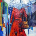 RAINY DAY IN THE CITY 24in.x48in. acrylics on canvas $1900
