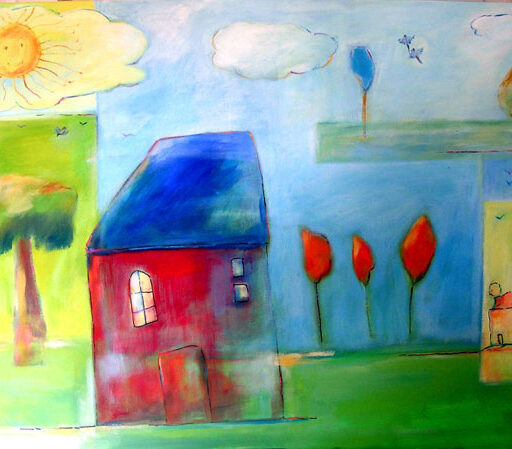 Blue Roof · Acrylic on Canvas · 30 × 40 in · Available