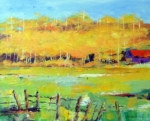 Farm in Autumn · Acrylic on Canvas · 16 × 20 in · Sold