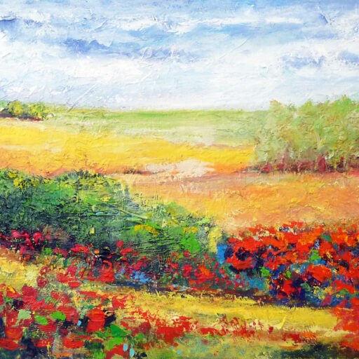 Flowery Landscape · Acrylic on Canvas · 24 × 36 in · Available