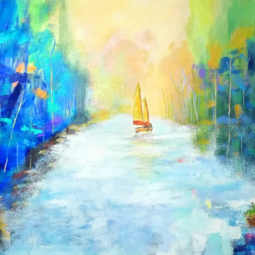 Forest Sailing · Acrylic on Canvas · 36 × 60 in · Sold