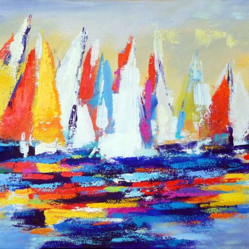 Gathering of Sails · Acrylic on Canvas · 24 × 36 in · Sold for $1,100