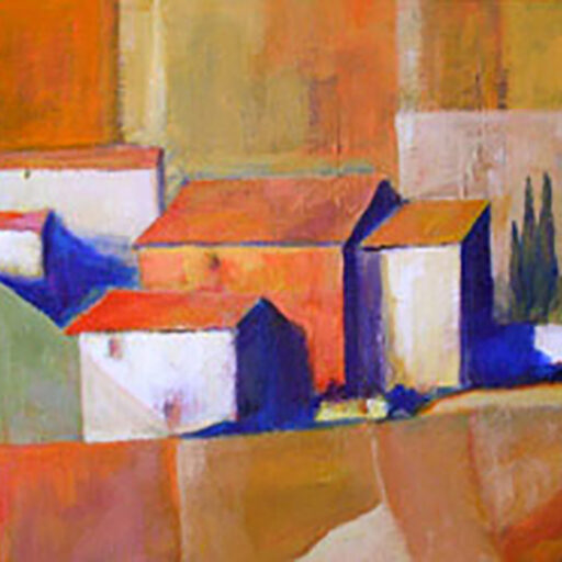 Italian Farm Village · Acrylic on Canvas · 24 × 48 in · Sold
