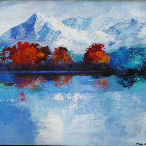 Mountain Lakeview · Acrylic on Canvas · 24 × 30 in · Available