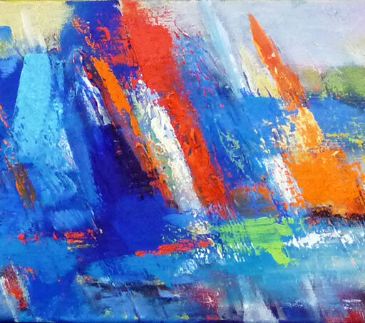 Multicolored Sailing · Acrylic on Canvas · 12 × 48 in · Sold for $975