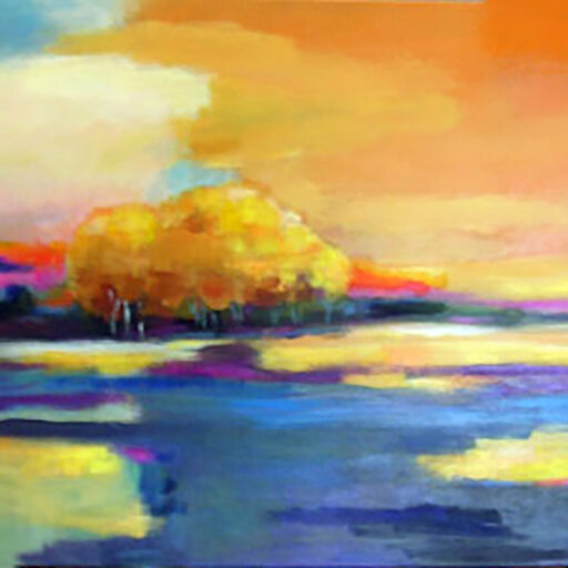 Orange Sky · Acrylic on Canvas · 18 × 36 in · Sold for $950