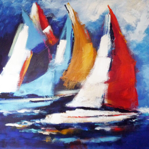 Regatta 2 · Acrylic on Canvas · 36 × 36 in · Sold for $1,500