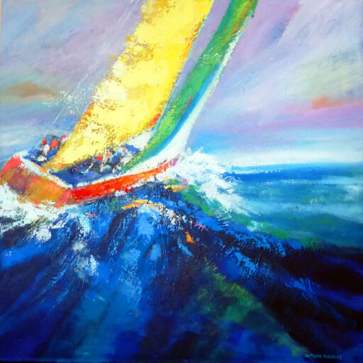 Riding the Wave · Acrylic on Canvas · 36 × 36 in · Sold for $1,275
