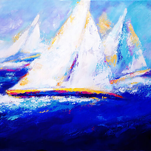 Sailboat Regatta · Acrylic on Canvas · 24 × 36 in · Sold for $950