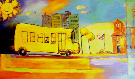 School Bus · Acrylic on Canvas · 24 × 48 in · Sold