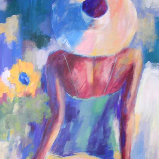 Woman And Flower · Acrylic on Canvas · 30 × 40 in · Sold for $1,100