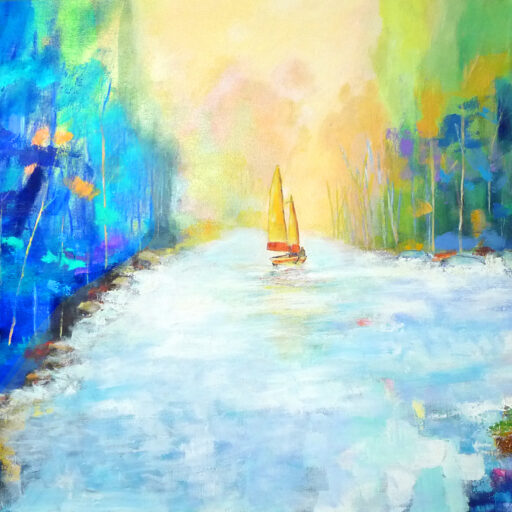 Forest Sailing · Acrylic on Canvas · 36 × 60 in · Available